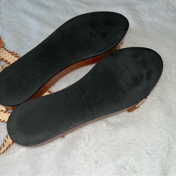 ULLA JOHNSON Polonio sandal tan brown 7 espadrille Fawn boho woven flat strap - Picture 8 of 10